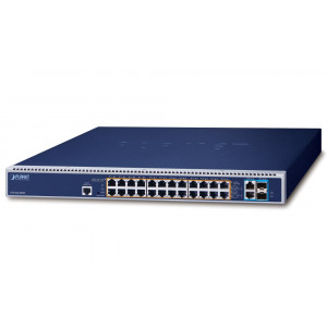 Planet GS-6322-24P4X L3 switch, 24x1Gb, 2x10Gb, 2x10Gb SFP+, 16x PoE 802.3bt 2280W, 2x power-in