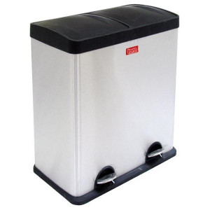 Koš na tříděný odpad nášlapný, 2 x 30 l nerezový