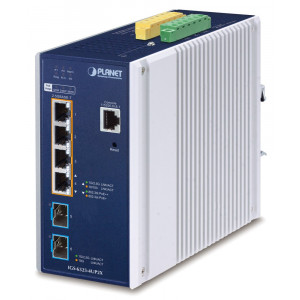 Planet IGS-6325-4UP2X průmyslový L3 switch, 4x2.5Gb, 2x10Gb SFP+, PoE 802.3bt 360W, 48-54VDC, -40~75°C, IP30, fanless