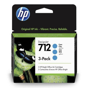Cartridge HP 3ED77A , č. 712 - azurová, 3-pack