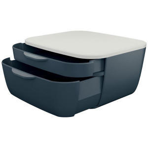 Dvouzásuvkový box Leitz Cosy,sametově šedá