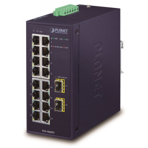 Planet IGS-1820TF Průmyslový Switch 16x1Gb, 2xSFP, dual 12-48VDC/24VAC, -40~+75°C, fanless