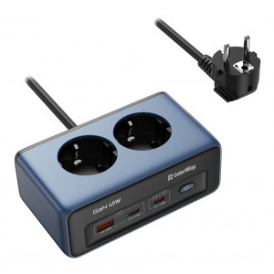 COLORWAY Prodlužovací napájecí přívod s přepěťovou ochranou/ 2x Schuko/ 2x USB-C 45W/ 1x USB-A/ kabel 2m