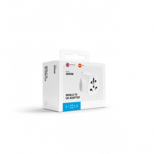 Adaptér FIXED UK Adapter pro zapojení EU, US, AUS zařízení do UK zásuvek, bílý