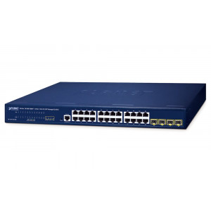 Planet GS-4210-24T4SR L2 switch, 24x 1Gb, 4x 1000/2500Mb SFP, QoS, fanless, 2x power-in (AC+DC)