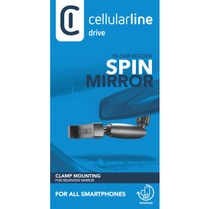 Univerzální držák Cellularline Spin Mirror k upevnění na vnitřní zpětné zrcátko, černý