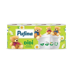 Toaletní papír Pufina Heřmánek, 3vrstvý,8 rolí