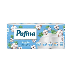 Toaletní papír Pufina Aquabond, 3vrstvý, 8 rolí