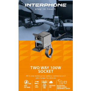 Interphone USB a USB-C 100W obousměrná zásuvka - nabíječka na motorku