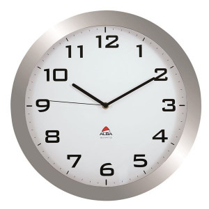 Velké hodiny na zeď, plast, 38 cm, stříbrné