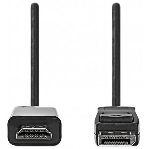NEDIS kabel DisplayPort - HDMI/ zástrčka DisplayPort - zástrčka HDMI/ černý/ bulk/ 2m