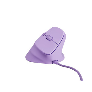 Vertikální myš Natec CRAKE 2 PRO/Vertikální/Optická/Pro praváky/12 400 DPI/Drátové USB-A/Fialová