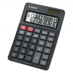 Canon kalkulačka AS-120 II EMEA DBL, 4722C003, černá, stolní, dvanáctimístná, výpočet DPH, celkový součet