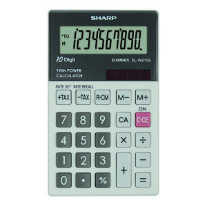 Sharp Kalkulačka EL-W211GGY, šedá, kapesní, desetimístná