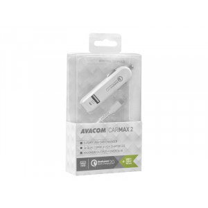 Avacom USB nabíječka do auta CarMAX 2 QuickCharge 2.0, 2 výstupy, kabel USB-A/USB-C,bílá