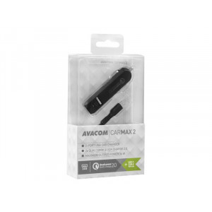 AVACOM CarMAX 2 nabíječka do auta 2x Qualcomm Quick Charge 2.0, černá, barva (USB-C kabel)