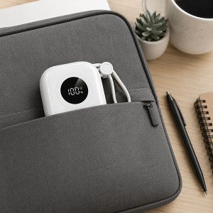 POWERTON, Power Bank, WHITE EDITION, Li-Pol, 5/9/10V, nabíjení mobilních telefonů aj., 10000mAh, 2x USB-C, 22.5W, integrované kabe