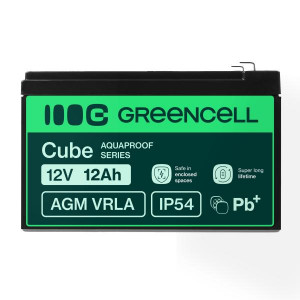 Greencell AGM VRLA 12V 12Ah maintenance-free baterie pro cash registers, kamery (152x99x100mm)