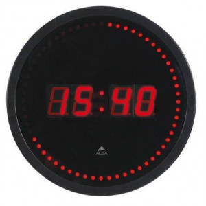 Nástěnné hodiny, LCD displej, černá, 30cm, ALBA "Horled"