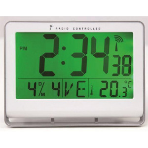 Nástěnné hodiny "Horlcdneo", radio-control, LCD displej, 22x20 cm, ALBA, stříbrné