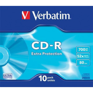 CD-R 700MB, 80min., 52x, DL Extra Protection, Verbatim, slim box, 10ks/bal.
