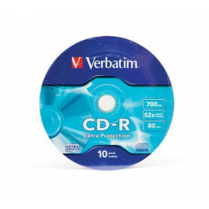 CD-R 700MB, 80min., 52x, DL Extra Protection, Verbatim, 10ks ve fólii