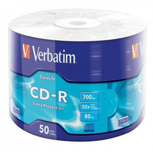 CD-R 700MB, 80min., 52x, DL Extra Protection, Verbatim, 50ks ve fólii