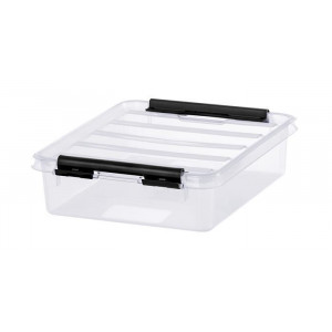 Úložný box "Classic 1", průhledný, plast, 1 l, černé úchytky, SMARTSTORE 3520070
