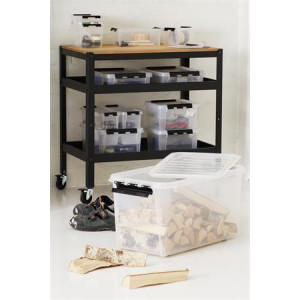 Úložný box "Classic 15", průhledný, plast, 14 l, černé úchytky, SMARTSTORE 3508390