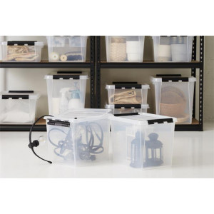 Úložný box "Classic 31", průhledný, plast, 32 l, černé úchytky, SMARTSTORE 3510070