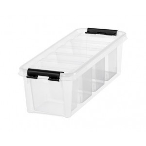 Úložný box "Classic 4", průhledný, plast, černé úchytky, 4 přihrádky, SMARTSTORE 3458710