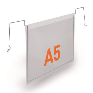 Logistická kapsa, transparentní, A5, horizontální, s drátem, 50 ks/balení, DURABLE 118419