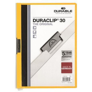 Desky s rychlovazačem "DURACLIP 30", žlutá, s klipem, A4, DURABLE 220004