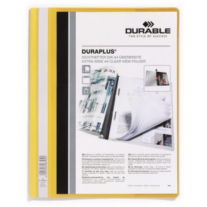 Desky s rychlovazačem "DURAPLUS", žlutá, A4, široké, DURABLE 257904