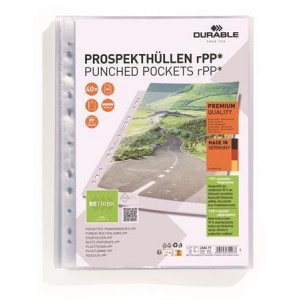 Euroobal rPP "PREMIUM", transparentní, děrovaná, A4, PP, 80 mikronů, 40 ks/balení, DURABLE 268619