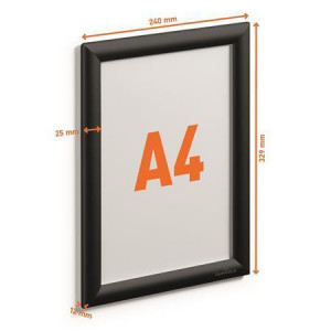 Rám na plakáty, černá, A4, hliníkový rám, DURABLE 479601