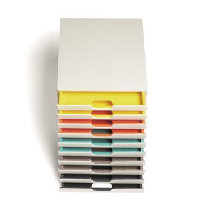 Zásuvkový box "VARICOLOR® 10", světle šedá, plastový, 10 zásuvek, DURABLE