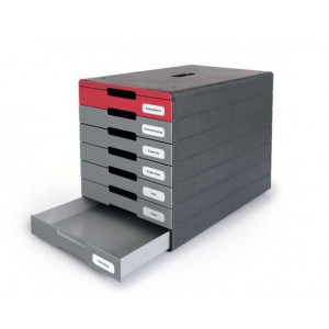 Zásuvkový box "Idealbox pro 7", červená, plastový, 7 zásuvek, DURABLE 776303