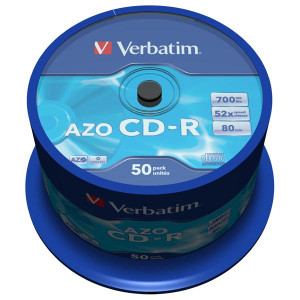 Verbatim CD-R, 43343, AZO Crystal, 50-pack, 700MB, 52x, 80min., 12cm, bez možnosti potisku, spindle, pro archivaci dat