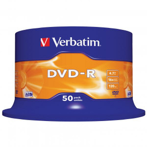 Verbatim DVD-R, Matt Silver, 43548, 4.7GB, 16x, spindle, 50-pack, bez možnosti potisku, 12cm, pro archivaci dat