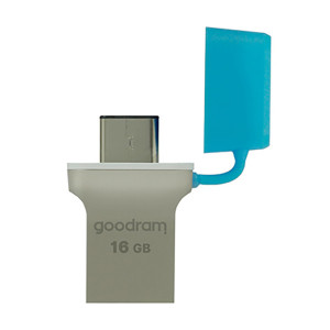 Goodram USB flash disk OTG, USB 3.0, 16GB, ODD3, modrý, ODD3-0160B0R11, USB A / USB C, s krytkou