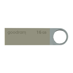 Goodram USB flash disk, USB 2.0, 16GB, UUN2, stříbrný, UUN2-0160S0R11, USB A, s poutkem