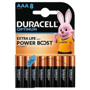 Baterie "Optimum", AAA micro, 8 ks, bez plastu, DURACELL 10PP110052