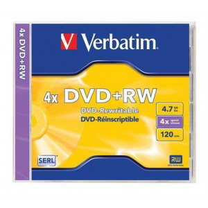 DVD+RW, 4,7GB, 4x, Verbatim, jewel box