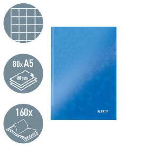 Zápisník "Wow", modrá, čtverečkovaný, A5, 80 listů, s tvrdými deskami, LEITZ