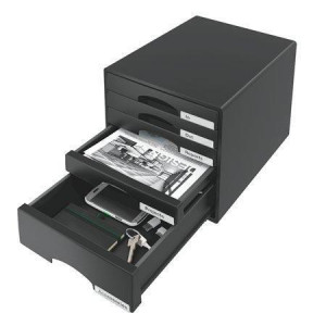 Zásuvkový box "Plus", černá, plast, 5 zásuvek, LEITZ