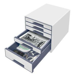 Zásuvkový box "Wow", bílá/šedá, plast, 5 zásuvek, LEITZ