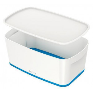 Úložný box s víkem "MyBox", bílo-modrá, malý, LEITZ