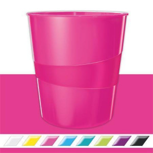 Odpadkový koš "Wow", metalická růžová, 15 l, LEITZ