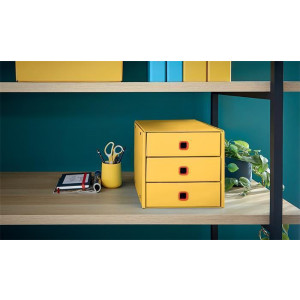Zásuvkový box "Cosy Click&Store", teplá žlutá, 3 zásuvky, laminovaný karton, LEITZ 53680019